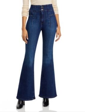 We The Free FREE PEOPLE Jayde Flare High Rise Blue Jeans Size 30